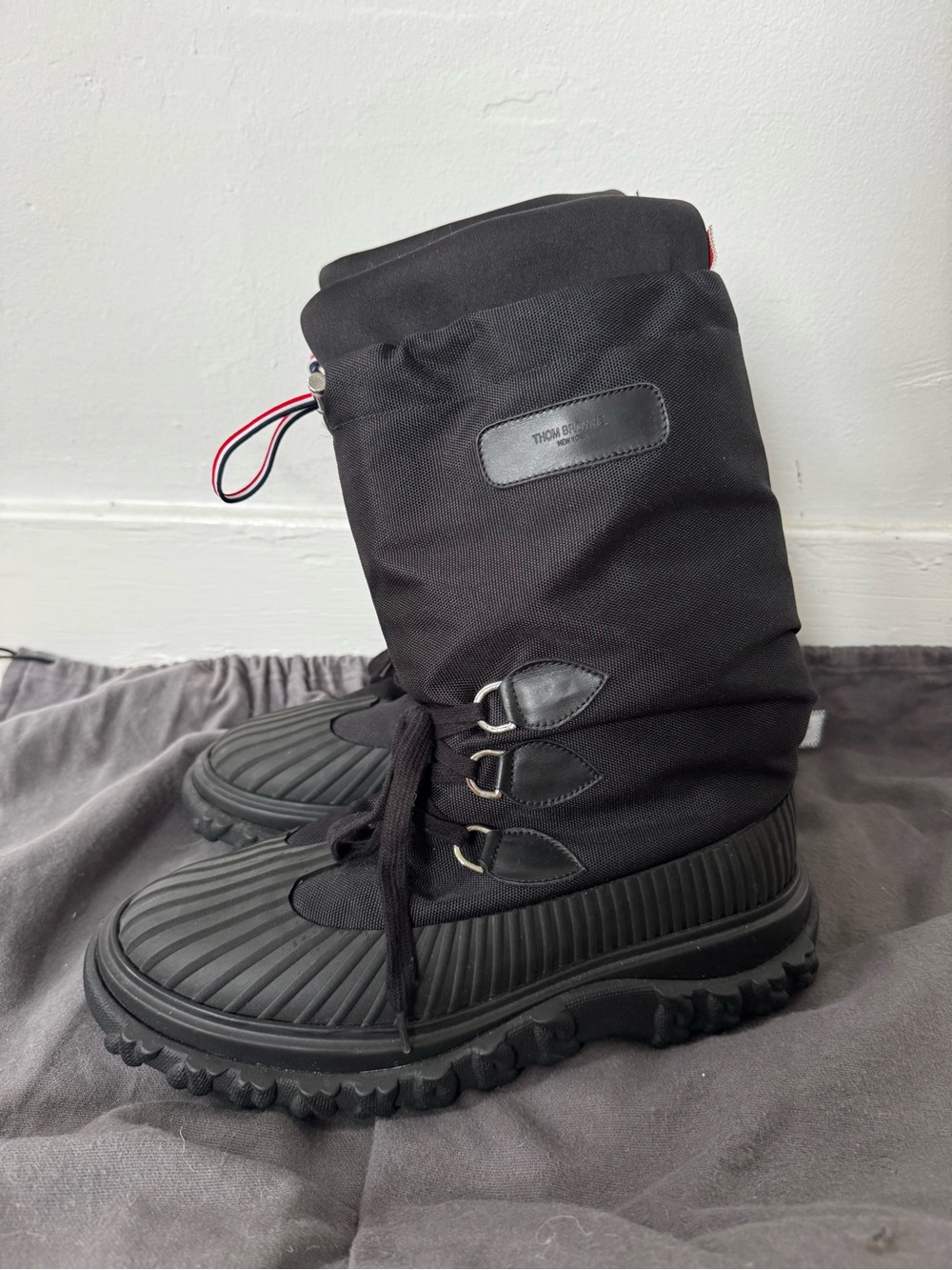Thom Browne Black Men's Snow & Rain Lace-Up Boots